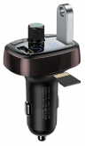 Автомобильное зарядное устройство BASEUS T typed S-09, 2*USB, 3.4A, темный кофе, дисплей + Bluetooth, FM, SD/TF CCALL-TM12
