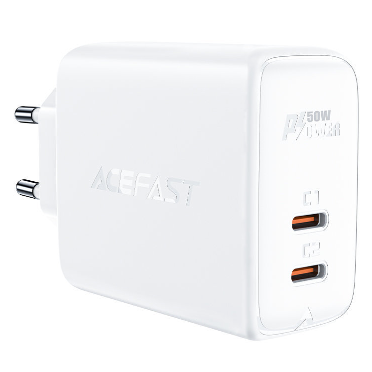 Acefast зарядное устройство для Samsung S series,  A29 PD50W, GaN, 2xUSB-C, цвет: белый