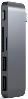 Satechi USB-хаб Type-C USB 3.0 Passthrough Hub для Macbook 12". Порты: 1x USB-C, 2 x USB 3.0, SD, microSD. Цвет серый космос.	