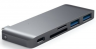 Satechi USB-хаб Type-C USB 3.0 Passthrough Hub для Macbook 12". Порты: 1x USB-C, 2 x USB 3.0, SD, microSD. Цвет серый космос.	