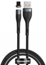 Кабель USB BASEUS Zinc Magnetic Safe, USB - Lightning, 2.4А, 1 м, серый+черный, на магните CALXC-KG1