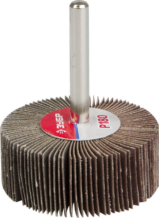 Зубр "МАСТЕР" P180, 20х50мм Круг шлифовальный веерный лепестковыйна шпильке тип КЛО, зерно-электрокорунд нормальный