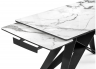 Woodville Стеклянный стол "Блэкбери" белый мрамор / черный | Ширина - 80; Высота - 75; Длина в разложенном виде - 200; Длина - 140 см