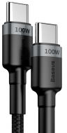 Baseus Кабель USB-C Cafule | Цвет: Черный/Серый | Вид быстрой зарядки: PD2.0 | Мощность: 100Вт | Разъемы: Type-C - Type-C | Длина кабеля: 2м