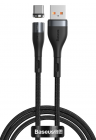 Кабель USB BASEUS Zinc Magnetic Safe, USB - Type-C, 3A, 1 м, серый+черный, на магните CATXC-MG1