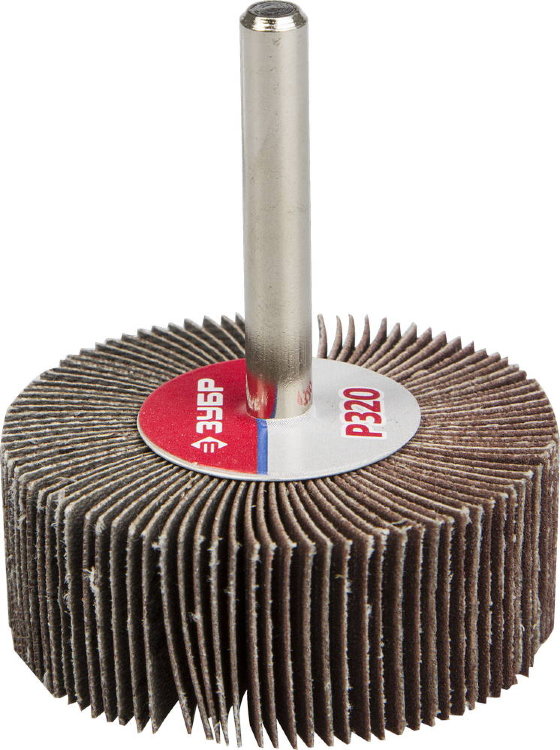 Зубр "МАСТЕР" P320, 20х50мм Круг шлифовальный веерный лепестковыйна шпильке тип КЛО, зерно-электрокорунд нормальный