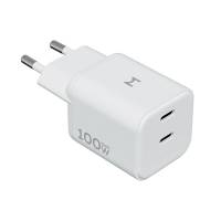 Magssory Сетевое зарядное устройство | Nano Pro 100W, GaN | 2 порта: USB-C | Быстрая зарядка, white