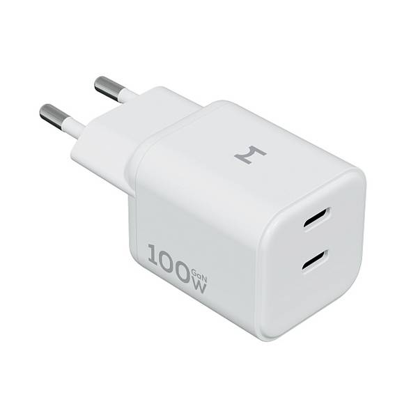Magssory Сетевое зарядное устройство | Nano Pro 100W, GaN | 2 порта: USB-C | Быстрая зарядка, white