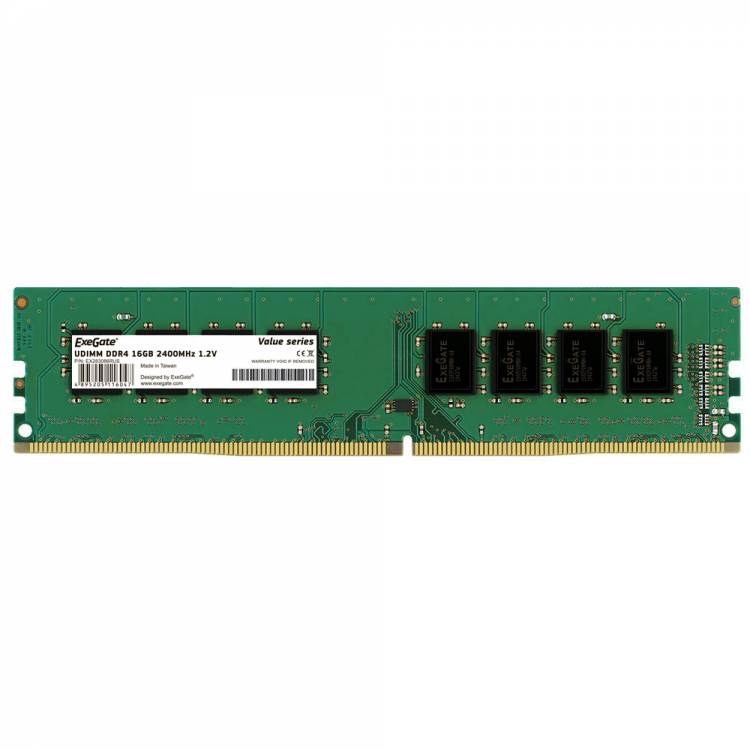 Модуль памяти  ExeGate Value DIMM DDR4 16GB <PC4-19200> 2400MHz <EX283086RUS>