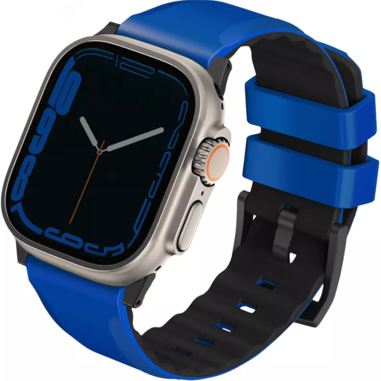 Uniq Ремешок для Apple Watch 49/46/45/44 mm Linus Airosoft silicone strap, Racing Blue