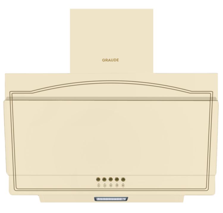 Graude Classic DHK 60.1 EL Настенная вытяжка – 60 см, 550 м³/ч, античный белый, закалённое стекло, 3 скорости | 605-885х600х285 мм