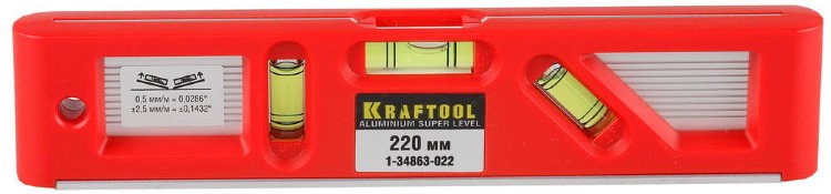 Kraftool 3 ампулы, 220мм 1-34863-022 Уровень PRO "DIRECTOR LEVEL" с магнитом