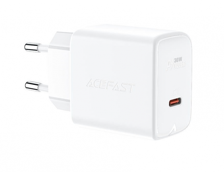  Acefast сетевое зарядное устройство A21 PD30W GAN, USB-C, цвет: белый