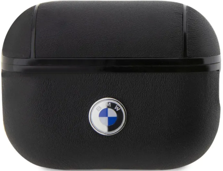 BMW Чехол для Airpods Pro 2 | Натуральная кожа | Signature leather with metal logo, Black