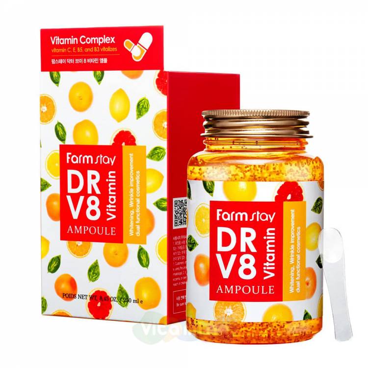 Ампульная сыворотка с витаминами DR-V8 Vitamin Ampoule от FarmStay, 250 мл.