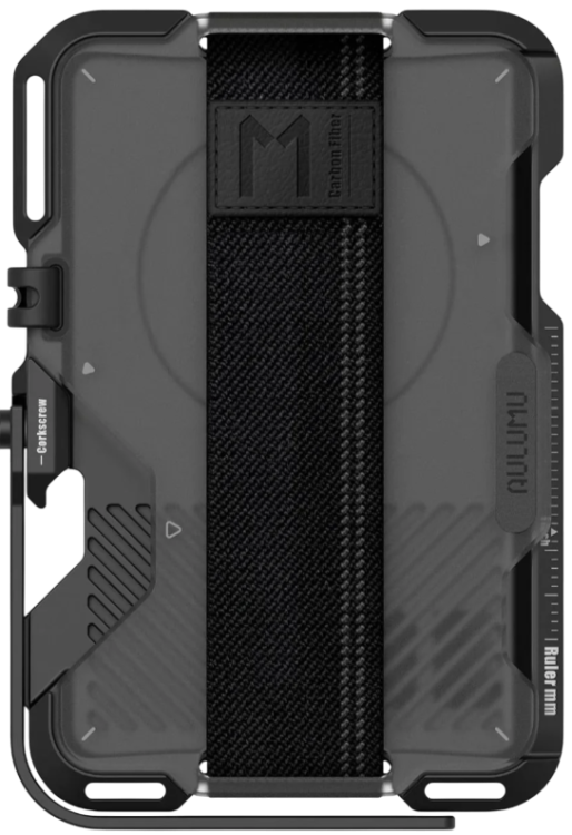 Aulumu G03 MagSafe Translucent Grey | Картхолдер-мультитул | Прозрачная серая отделка | Вмещает до 12 карт | Подставка для телефона | Открывалка для бутылок | Мини-линейка | Совместим с iPhone 12 и новее | Легкий и долговечный 