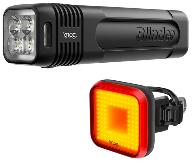 Knog Blinder 600 & Blinder Square Комплект фонарей | Передний 600лм + Задний квадратный | Зарядка от USB | Защита от влаги IP67 | Максимальное время работы до 120ч | One Size