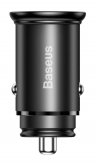 Автомобильное зарядное устройство BASEUS Circular Metal, USB+USB-C, 5A, 30 Вт, черный CCYS-C01