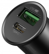 Автомобильное зарядное устройство BASEUS Circular Metal, USB+USB-C, 5A, 30 Вт, черный CCYS-C01