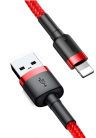 Baseus Кабель USB cafule для iPhone | Цвет: Красный | Разъемы: USB-Lightning | Ток зарядки: 2.4А | Длина кабеля: 1м