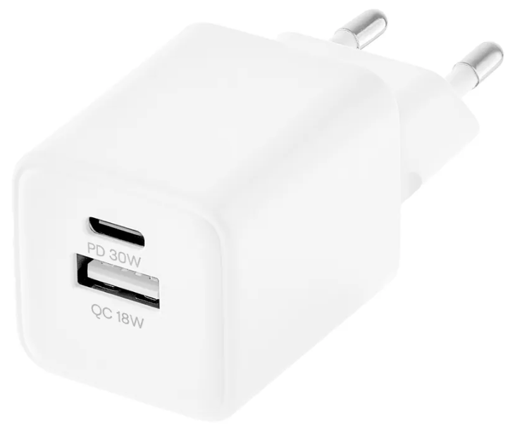 uBear Wall Charger Bridge Сетевое зарядное устройство  30W | 2 порта USB-A | USB-C | белый | быстрое зарядное устройство для смартфонов и планшетов
