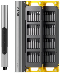 HOTO Аккумуляторная отвёртка с набором бит SNAPBLOQ Electric Precision Screwdriver Master Set (56 предметов, серый, жёлтый, S-A01)