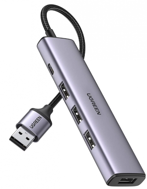 UGREEN Хаб USB-разветвитель для MacBook CM473 (15395) 4-Port USB-C Hub. Цвет: серый космос