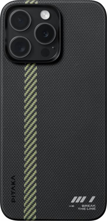 Чехол Pitaka Fusion Break the Line MagEZ Case 5 для iPhone 15 Pro Max, кевлар, черный