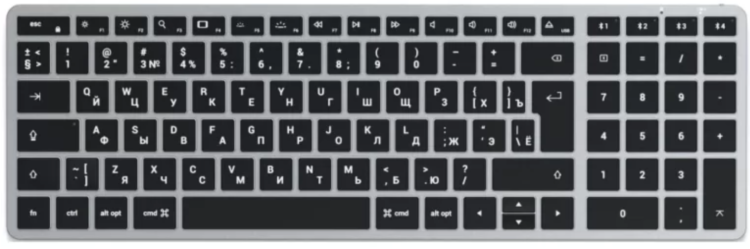 Satechi Беспроводная клавиатура Slim X2 Bluetooth Keyboard-RU | Раскладка - Русская | Размеры 35.6х11.4х1.2 см | Цвет-Серый космос | Подсветка клавиш-есть | Цифровой блок-есть | Интерфейс подключения-Bluetooth | Тип питания-аккумулятор | Материал корпус-м