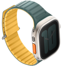 Uniq Ремешок для Apple Watch 49/46/45/44 mm | Двусторонний | Магнитная застежка | Revix EVO, Viridian Green/Burnt Yell