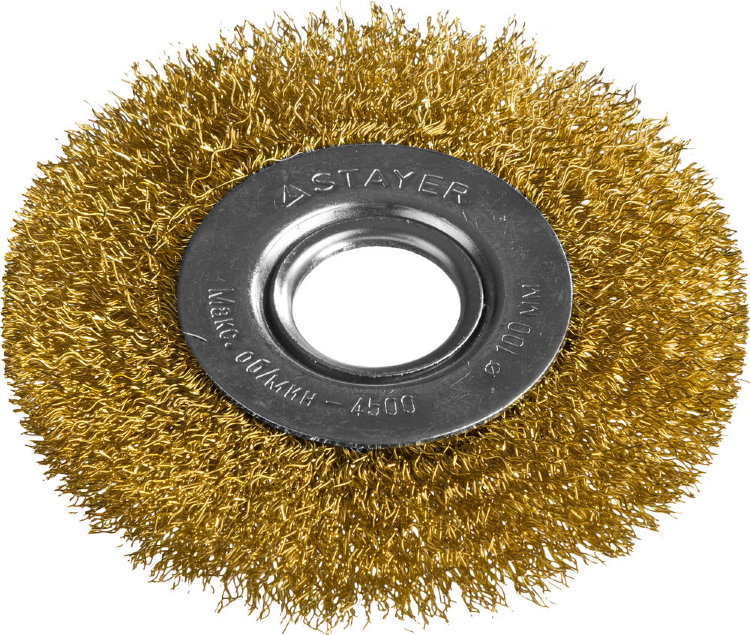 STAYER "PROFESSIONAL" 100ммх22мм Щетка дисковая для УШМ, витая стальная латунированная проволока 0,3мм