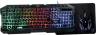 Игровой набор Qumo Mystic K58/M76, кл-ра проводная 104 + 10 клавиш мультимедиа, встроенные подсветки общая + кнопок 3 цвета, мышь проводная, оптическая, 1200/1600/2400/3200 dpi с подсветкой, коврик