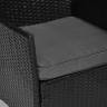 Tetchair  Обеденный сет (стол+4стула) (mod. 210036) пластиковый ротанг, стекло, 100х100х74см/60х60х75см, черный, ткань:  серый  / 13355