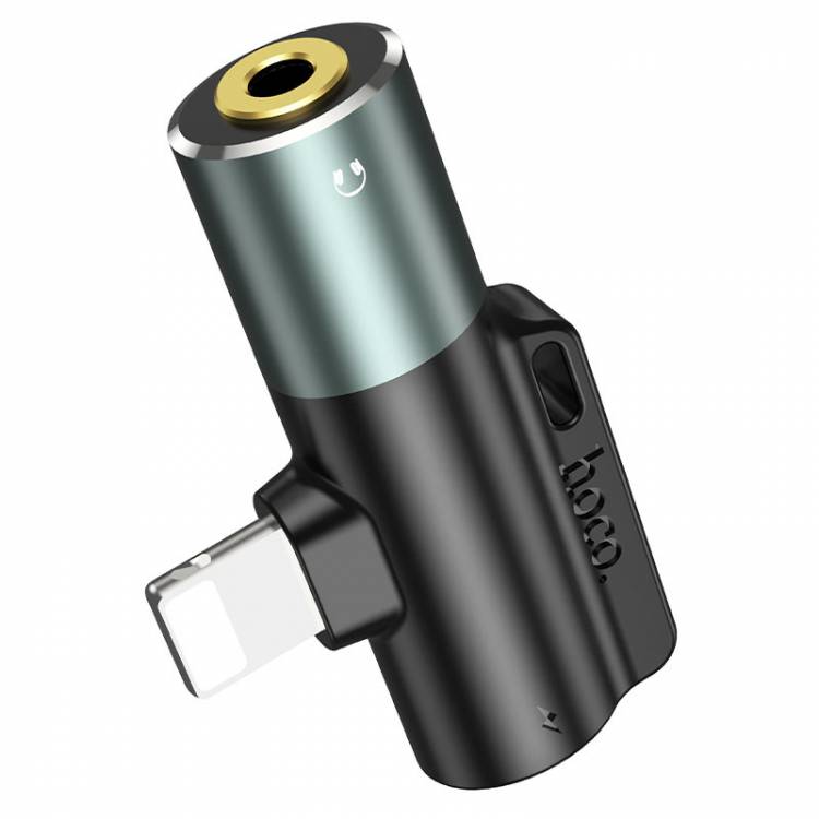 Hoco Переходник  LS32 Audio 3.5 мм для разъема Lightning, черный-серый