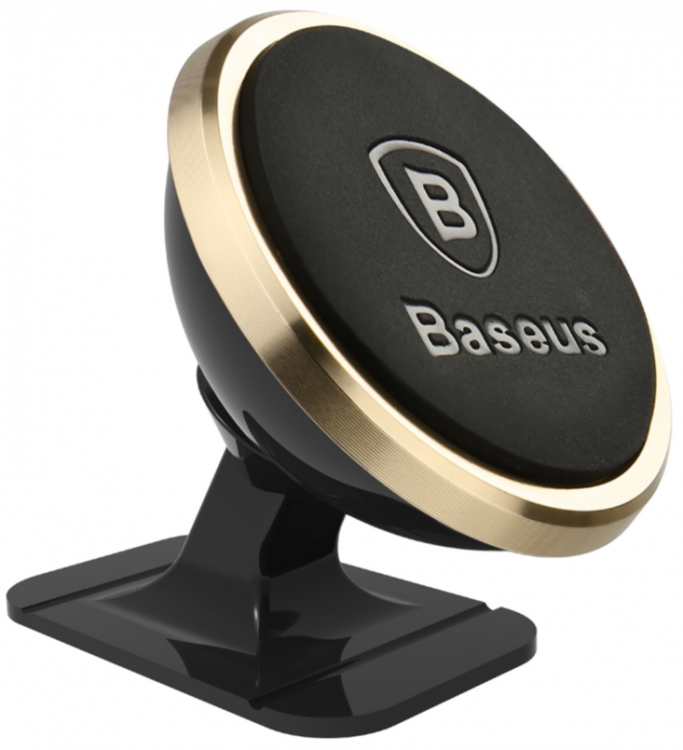 Автомобильный держатель BASEUS 360-degree Rotation, магнитный, золотой, на клею SUGENT-NT0V