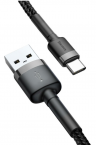Baseus Кабель USB cafule | Цвет: Черный/Серый | Разъемы: USB-Type-C | Ток зарядки: 2А | Длина кабеля: 2м