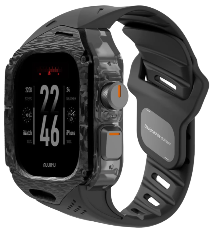 Aulumu A01 Карбоновый кейс с ремешком для Apple Watch Ultra 1/2, 49mm, черный    