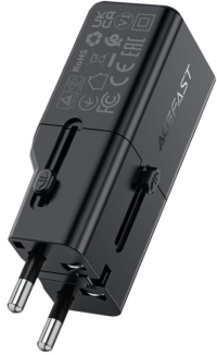 Acefast Z7 Mini Зарядное устройство | 1 порт USB-С | PD30W GaN | Оснащен механизмом смены вилок | Black