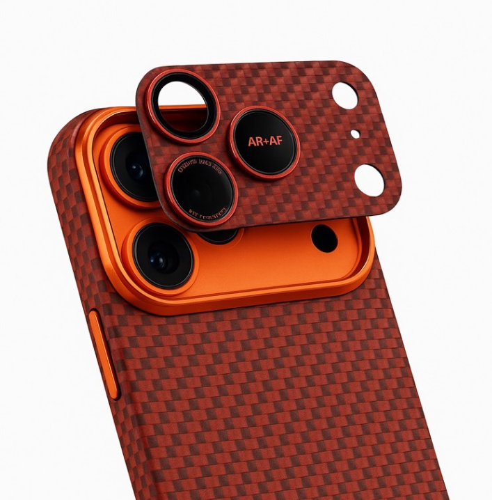 CarbonShield Pro LensGuard - зашитная накладка на камеры для iPhone 17 Pro Orange