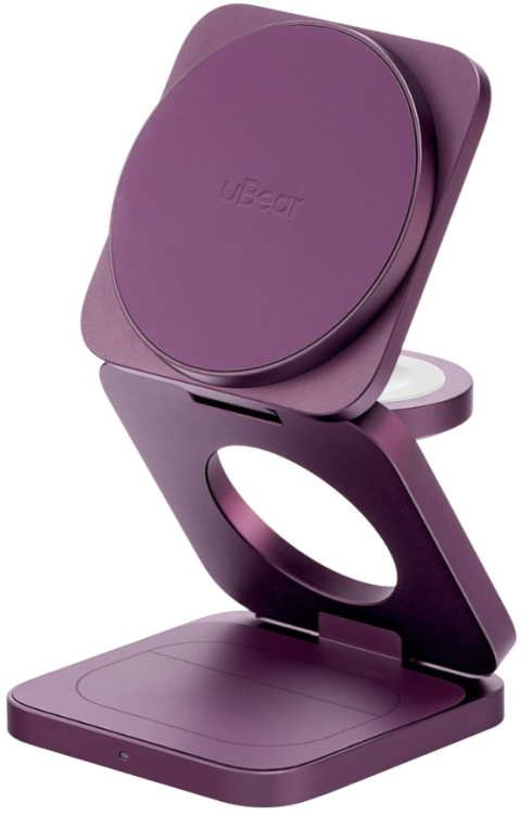 uBear Balance Slim 3-в-1 Беспроводное зарядное устройство | Мощность: 35 Вт | С поддержкой MagSafe | Qi2.2 | Burgundy 