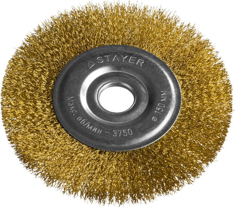 STAYER "PROFESSIONAL" 150ммх22мм Щетка дисковая для УШМ, витая стальная латунированная проволока 0,3мм