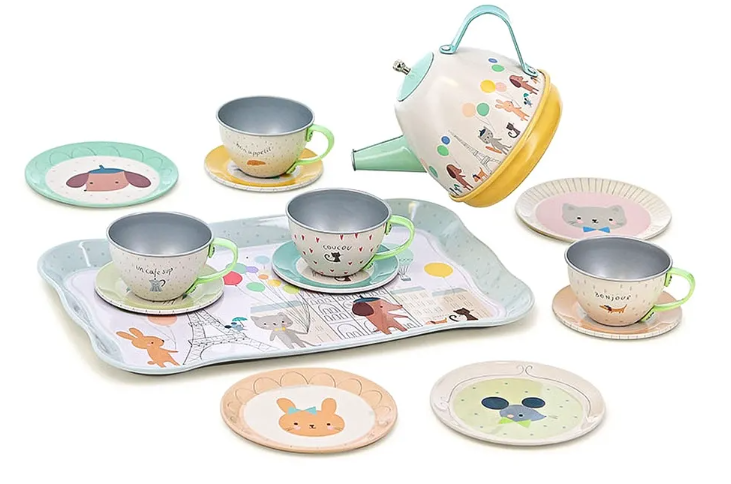 Vilac Музыкальный чайный набор Nature - musical tin tea set - Sarah Betz, Made in France