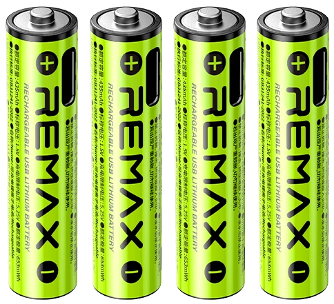Remax Перезаряжаемые литиевые батарейки AAA02 814 mWh с зарядкой USB Type-C, 4 шт