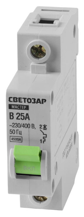 Светозар 25 A, 230 / 400 В 49050-25-B Выключатель автоматический, 1-полюсный, "B" (тип расцепления)