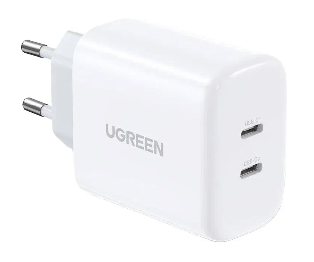 Зарядное устройство UGREEN CD243 (10343) USB-C+USB-C PD Fast Charger 40W EU | оригинальный блок для iPhone 15 pro и 15 pro max 
