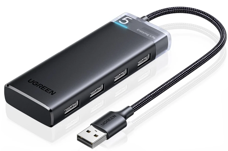 UGREEN Хаб CM653 (15548) 4-Port USB-A Hub. Цвет: черный