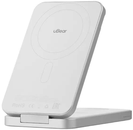 uBear Внешний складной аккумулятор 3 в 1 | 8000 мАч | С поддержкой MagSafe | Покрытие Soft-touch | Беспроводная зарядка мощностью до 15 Вт | Cruise