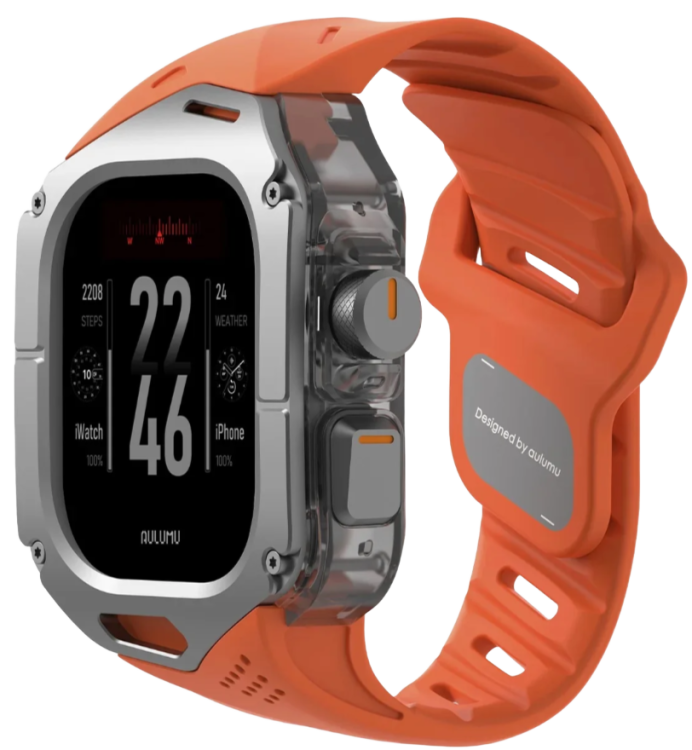 Aulumu A01 Титановый кейс с ремешком для Apple Watch Ultra 1/2, 49mm, оранжевый