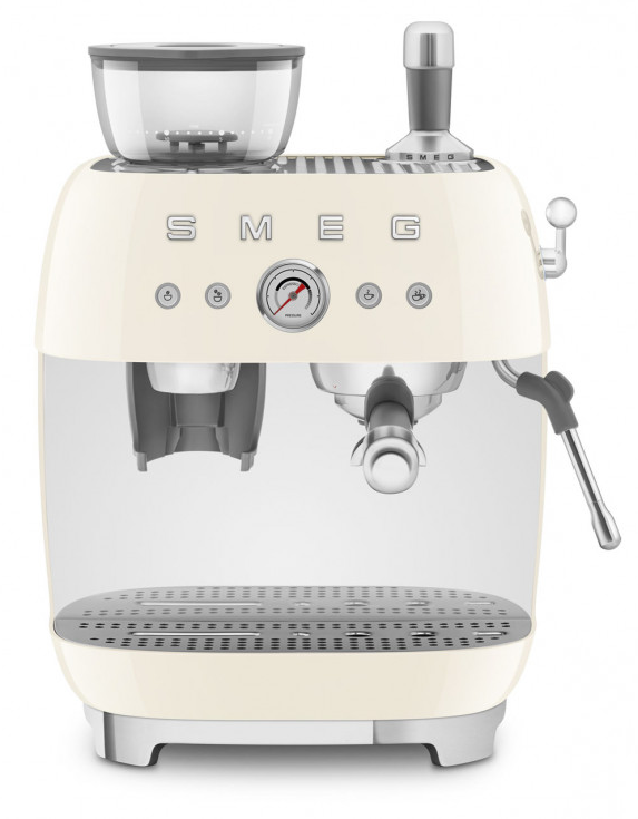 Smeg Кофемашина-эспрессо со встроенной кофемолкой EGF03CREU | Тип напитка: капучино, латте, эспрессо |  Цвет кремовый