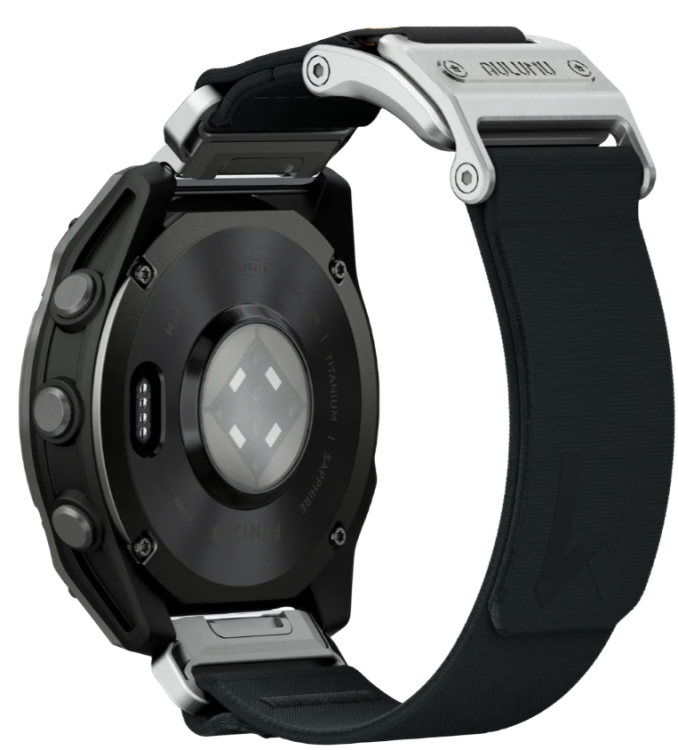 Aulumu C11 Ремешок для Garmin, черный с серебристой застежкой/коннектором, 26 мм